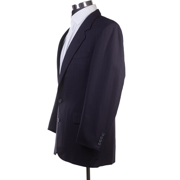 Nordstrom Plus One Men Print Striped Blue blazer Coat Jacket 2 button Sz 41 - Picture 4 of 11